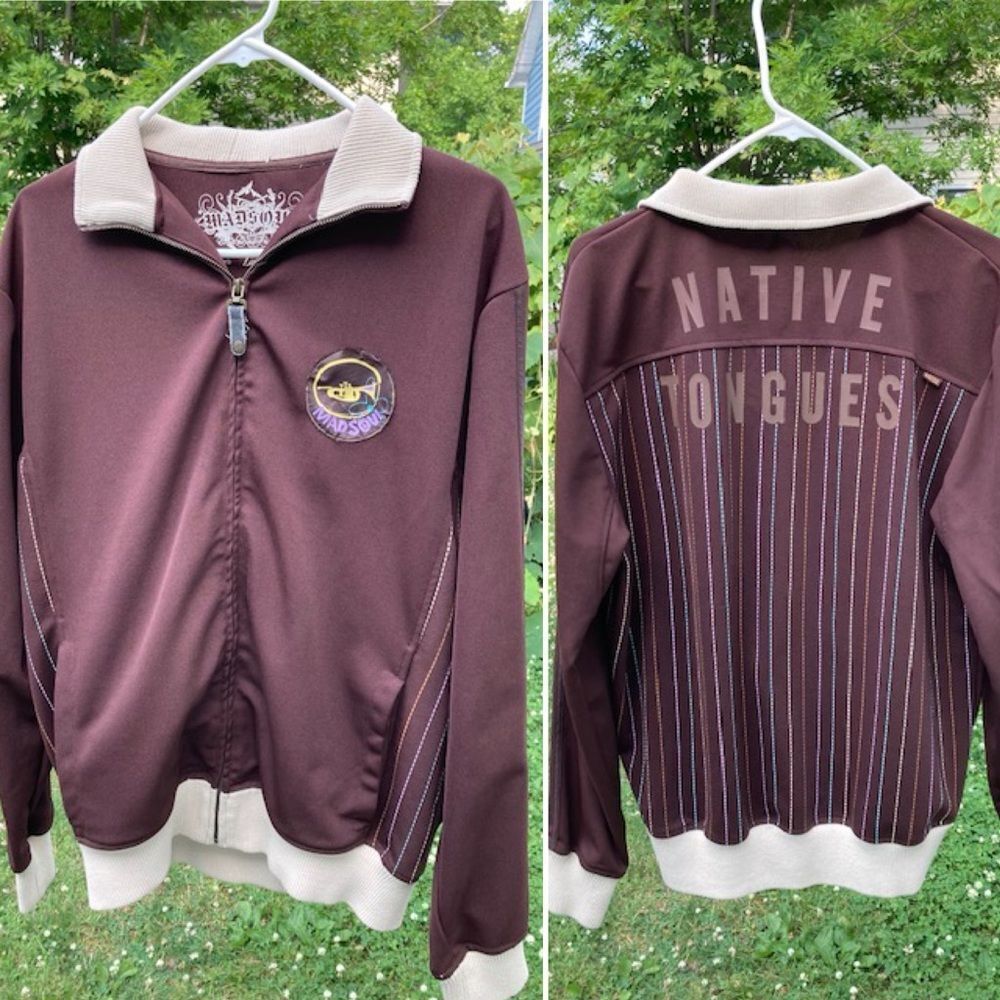 Native Tongues Mad Soul Men’s Full Zip Jacket Brown Retro Styled Size Large